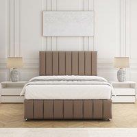 BSSPOKE Sierra Plush Velvet Divan Bed Set 24Headboard & Mattress & No Drawers in Bronze | Size: Super King