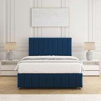 BSSPOKE Sierra Plush Velvet Divan Bed Set 24Headboard & Mattress & No Drawers in Blue | Size: Single