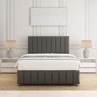BSSPOKE Sierra Plush Velvet Divan Bed Set 24Headboard & Mattress & No Drawers in Grey | Size: Single