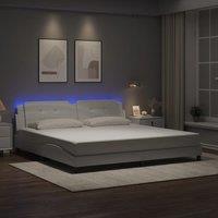 Bed Frame with LED without Mattress White 200x200 cm