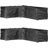 Berkfield Home L-Shaped Garden Furniture Covers 2 pcs 18 Eyelets 220x285x80 cm in Black | Size: 220 x 285 x 80 cm