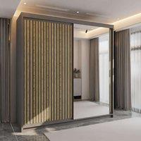 Sliding Wardrobes 4U Ronni Sliding Door Wardrobe 150cm X 217cm in Grey | Size: 150 cm X 217 cm