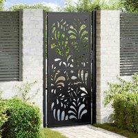 Berkfield Home Garden Gate Black 105x205 cm Steel Wave Design