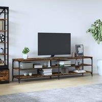 Berkfield Home TV Cabinet Smoked Oak 200x30x50 cm Engineered Wood & Metal in Brown | Size: 200 x 30 x 50 cm