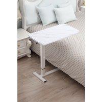 Living and Home Height Adjustable Overbed Desk Mobile Office Table with Wheels in White