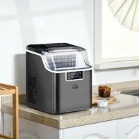 HOMCOM Counter Top Ice Maker Machine with Adjustable Cube Size Scoop in Black