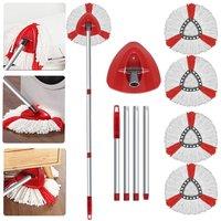 Hinsinc Spin Mop Head Replacement, Base, Handle for Vileda Turbo Microfibre Mop Refills in Red