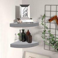 Berkfield Home Wall Corner Shelves 2 pcs Concrete Grey 35x35x3.8 cm MDF