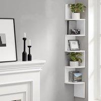 VASAGLE 5 Tier Corner Wall Shelf for Display & Decoration in White