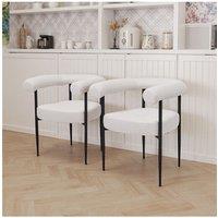 Living and Home Set of 2 Modern Dining Chairs with Black Metal Legs in White