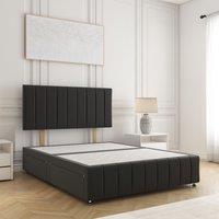 BSSPOKE Sierra Divan Bed Plush Velvet 24 Headboard & No Drawers No Mattress in Black | Size: Super King