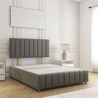 BSSPOKE Sierra Divan Bed Plush Velvet 24 Headboard & No Drawers No Mattress in Grey | Size: Super King