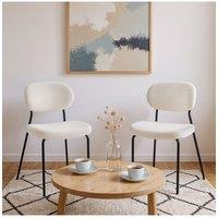 Living and Home 2Pcs Upholstered Dining Chair with Metal Frame in White
