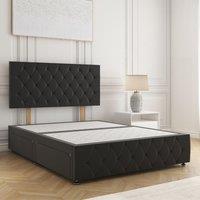 BSSPOKE Mulberry Divan Bed Velvet 24Headboard & 2Drawers Footend No Mattress in Black | Size: King