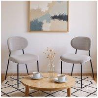 Living and Home 2Pcs Upholstered Dining Chair with Metal Frame in Grey