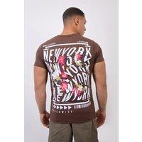 LONDON ATTITUDE Men's Brown New York Worldwide Floral T-Shirt | Size: Large