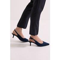 Dorothy Perkins Women's Wide Fit Dova Slingback Kitten Heel Court Shoes in Navy | Size: 3
