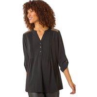 Roman Women's Diamante Trim Button Shirt in Black | Size: 10