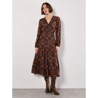 Apricot Women's Smock Waist Tiered Dress in Terracotta | Size: 10
