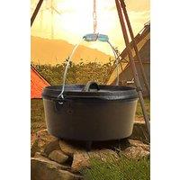 Living and Home Cast Iron Camp Oven Sauce Pot Cookware with Legs for Outdoor Camping 28.6 x 27 x 14.5cm in Black | Size: 28.6 x 27 x 14.5 cm