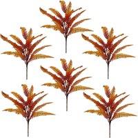 Leaf 6 x 55cm Artificial Autumn Fern Bush Plant in Green | Size: 6 x 55 cm