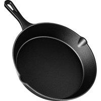 VonShef Cast Iron Skillet, 10" Frying Pan in Black