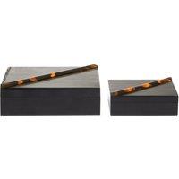 Orsina Roma Set Of Two Tortoise Shell Trinket Boxes in Black