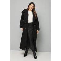 Wallis Women's Wide Lapel Trench Coat in Black | Size: 14