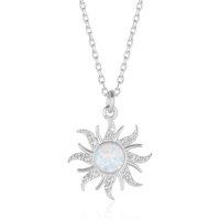 Spero London Women's White Opal Sun & Sunburst Necklace in Sterling Silver