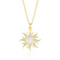 Spero London Women's White Opal Sun & Sunburst Necklace in Sterling Silver in Gold