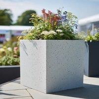 Woven Wood 60cm Zinc Galvanised Greystone Effect Square Planter in Grey