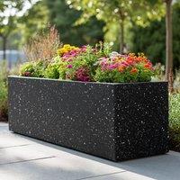 Woven Wood 75cm Zinc Galvanised Blackstone Effect Trough Planter in Black