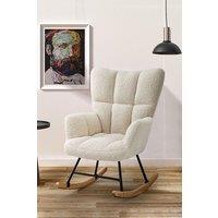 Living and Home Tufted Upholstered Rocking Chair with Pocket in White