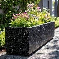 Woven Wood 120cm Zinc Galvanised Blackstone Effect Trough Planter in Black