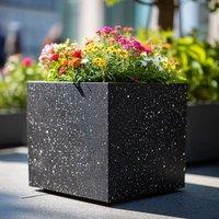 Woven Wood 60cm Zinc Galvanised Blackstone Effect Square Planter in Black