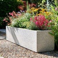 Woven Wood 120cm Zinc Galvanised Whitestone Effect Trough Planter in White