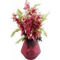 Leaf 70cm Dark Pink Artificial Delphinium Flower Arrangement Pink Vase