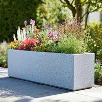Woven Wood 120cm Zinc Galvanised Greystone Effect Trough Planter in Grey