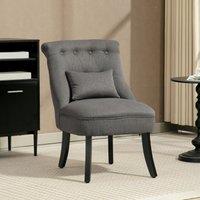 HOMCOM Fabric Single Sofa Upholstered with Pillow Wood Leg Charcoal Grey in Dark Grey