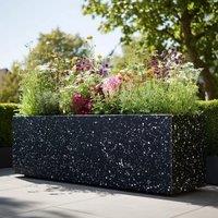 Woven Wood 100cm Zinc Galvanised Blackstone Effect Trough Planter in Black