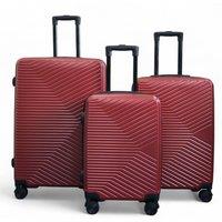 Infinity Leather Hardshell Suitcase Robust 8 Wheel Luggage Cabin Case Bag in Red | Size: Medium