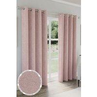 Enhanced Living 'Austin' Blush 100% Blackout, Thermal, Linen Look Pair of Eyelet Curtains in Pink | Size: 117 cm width x 229 cm drop