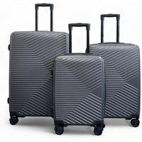 Infinity Leather Hardshell Suitcase Robust 8 Wheel Luggage Cabin Case Bag in Dark Grey | Size: Medium
