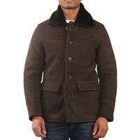 TruClothing Men's Shearling Sheepskin Car Coat in Brown | Size: XL