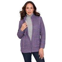 Amber Women's Borg Fleece Lined Zip Cardigan in Lavender | Size: 20-22