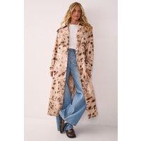 NastyGal Women's Cow Print Faux Leather Trench Coat in Cream | Size: 8