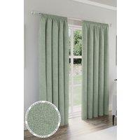 Enhanced Living 'Dallas' Green 100% Blackout, Thermal, Linen Look Pair of Pencil Pleat Curtains | Size: 229 cm width x 274 cm drop