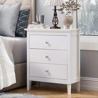 3-Drawer Wooden Bedside Cabinet with Rhinestone Handles