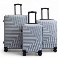 Infinity Leather Hardshell Suitcase Robust 8 Wheel Luggage Cabin Case Bag in Silver | Size: Large