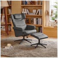 Faux Leather Swivel Armchair with Footstool